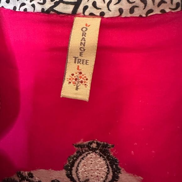 Orange Tree Embroidered Magenta Ethnic Maxi Dress - Size L - Picture 4 of 4